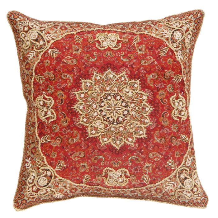 Red Diamond Persian Silk Termeh  16"X 16"